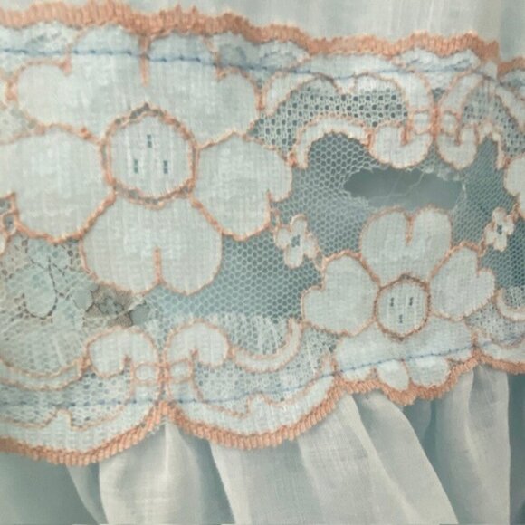 VINTAGE 70s Gunne Sax Blue Lace Long Maxi Prairie Boho Dress Sz XS - Picture 9 of 15